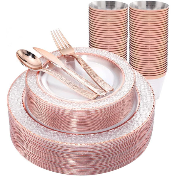 OPTERWQ 150 Pieces Disposable Multipurpose Cutlery Set Dinner Plates